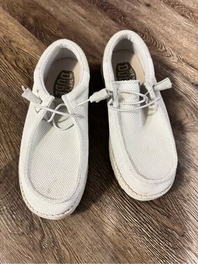 Hey Dude Men’s White Canvas Slip-On Loafers